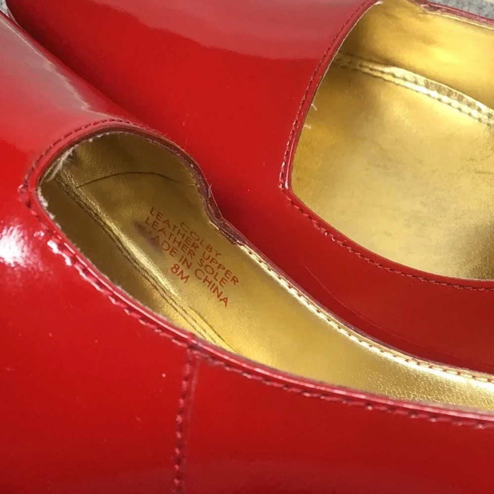 ♥️ Tahari Colby Red Patent Leather Point Toe Platform Heels Sz.8 - Picture 2 of 11